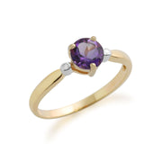 gemondo BAGUE AMETHYSTE, 9 Ct Or Jaune 0.57ct Bague Améthyste & DIAMANT