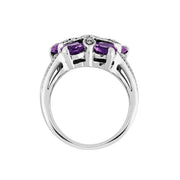 Argent Sterling 1,80 CT Améthyste & Marcassite Bague Coktail