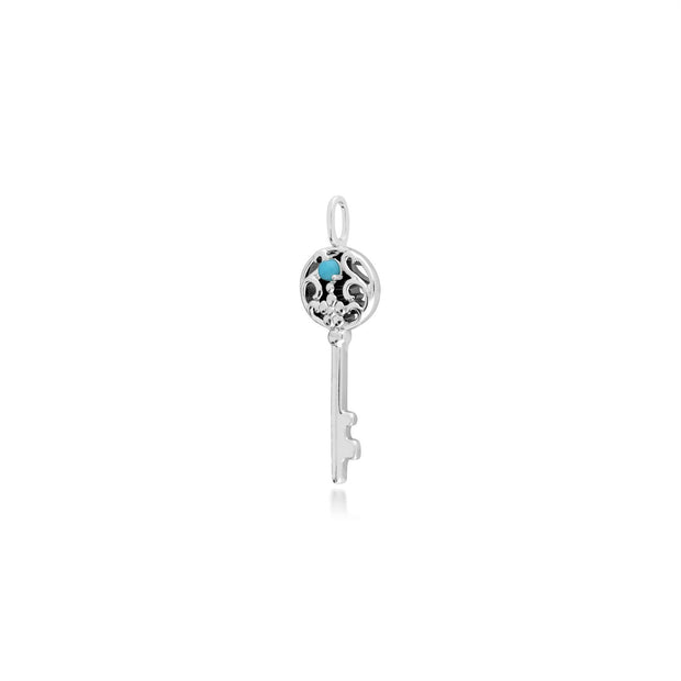 Pendentif Classique Argent 925 Grande Clé avec Jade Rond
