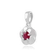 Rubis Collier, Tressé Texture 9 CT or Blanc 0,21 CT Rubis Pendentif sur 45cm Chaîne