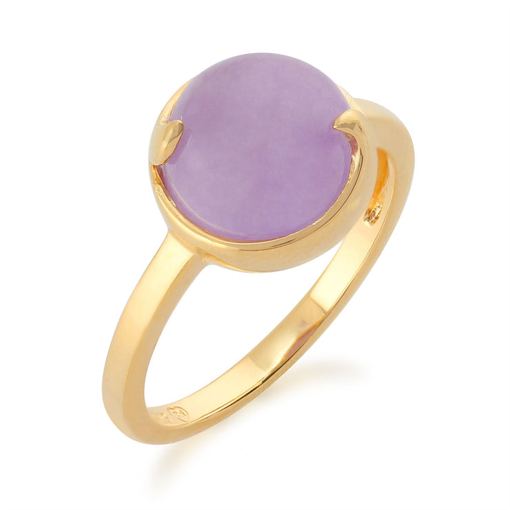 Bague Argent 925 Plaqué Or Jaune Jade Pastel Lavande 'Vita '