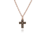 Plaqué or Rose Argent Sterling Marcassite Croix 42cm Collier