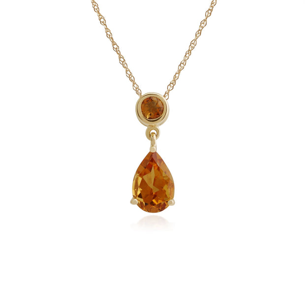 Pendentif Classique Or Jaune 375 Citrine Poire & Ronde