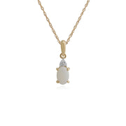 Pendentif et Boucles d'Oreilles Clou Classique Or Jaune 375 Opale Oval et Diamant