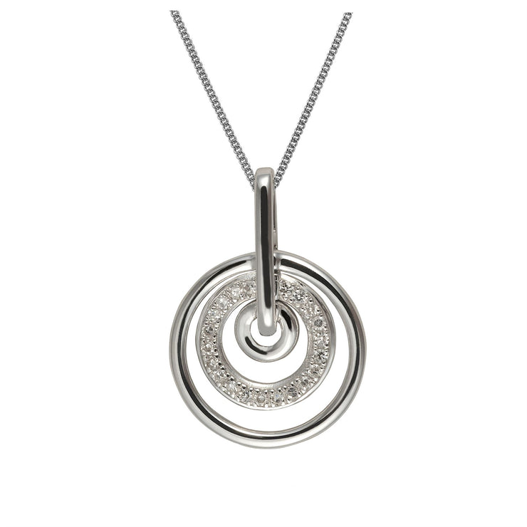 9 ct or Blanc Diamant Trois Bague 45cm Pendentif sur Chaîne