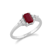 Blanc 9 Ct Or 0.66CT NATUREL RUBIS & diamant bague pierre Unique