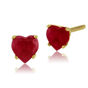 Pendentif et Boucles d'Oreilles Clou Cœur Classique Or Jaune 375 Rubis