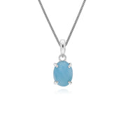 s Argent Sterling Larimar Pierre Unique Ovale 45cm Collier