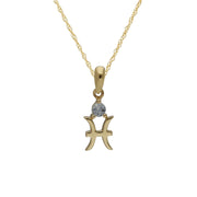 Pendentif Zodiaque Poisson Or Jaune 375 avec Aigue-Marine