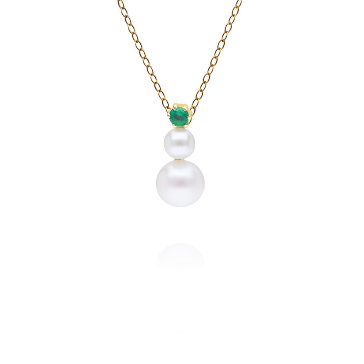 Pendentif Modern Pearls Or Jaune 375 Emeraude et Perle ronds