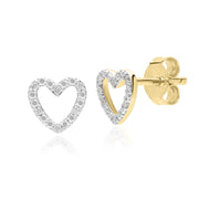 Boucles d'Oreilles Clou Cœur en Or Jaune 375 avec Diamant