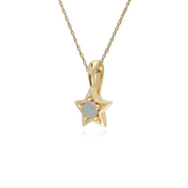 Opale Collier, 9 CT or Jaune Opale Pierre Unique Étoile Pendentif sur 45cm Chaîne
