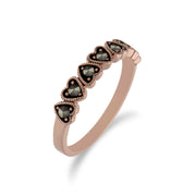 Gemondo Femmes Plaqué or Rose Argent Sterling Marcassite Demi- Eternity Dessin de Coeur Bague - 0