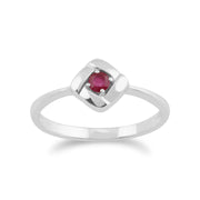 Gemondo Bague Rubis, 925 Sterling Silver 0.14ct Rubis Carré Croisé Bague
