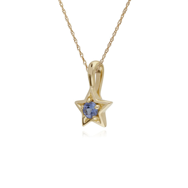 Tanzanite Collier, 9 CT or Jaune Tanzanite Pierre Unique Étoile Pendentif sur 45cm Chaîne