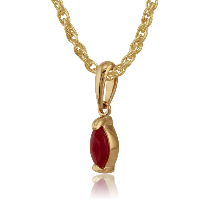 Pendentif et Boucles d'Oreilles Clou Classique Or Jaune 375 Rubis Marquise