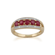 Gemondo Bague Rubis, 9ct Or Jaune 0.81ct Rubis & Diamant Bague