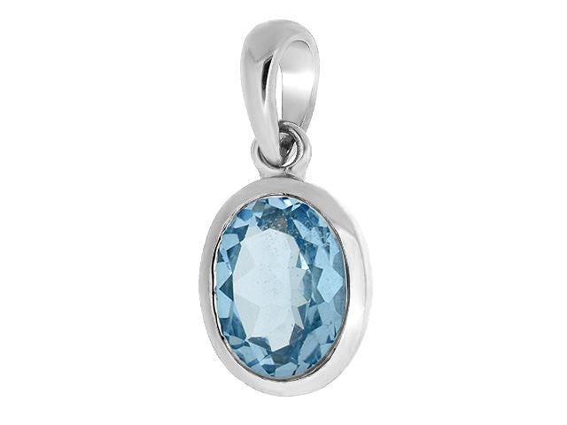 9ct White Gold 1.39ct Blue Topaz Single Stone Oval Classic Pendant