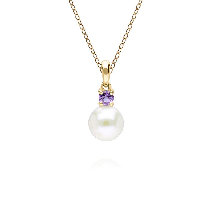 Pendentif Modern Pearl Or Jaune 375 avec Perle et Améthyste