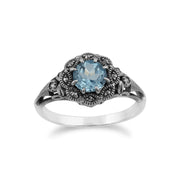 Gemondo Marcassite Bague, Argent Sterling Topaze Bleu & Marcassite Bague