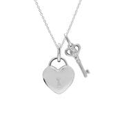 Pendentif Classique Cadenas Cœur Argent 925 et Charms Clé Topaze Blanche