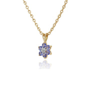 Pendentif Floral Or Jaune 375 Tanzanite et Diamant Style Cluster