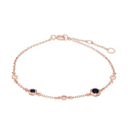 Bracelet Style Honeycomb Or Rose 375 Saphir Bleu