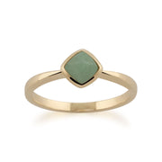 gemondo jade bague, 9 Ct Or jaune coussin vert jade bague - Jade