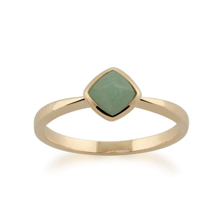 gemondo jade bague, 9 Ct Or jaune coussin vert jade bague - Jade