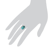 gemondo turquoise Bague, argent sterling 4.00ct CT Turquoise Cabochon ovale Chaton Set unique Pierre bague