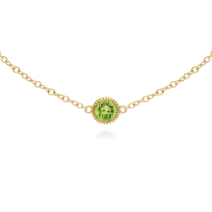 Péridot Bracelet, 9 CT Péridot or Jaune Pierre Unique Rond Milgrain 19cm Bracelet