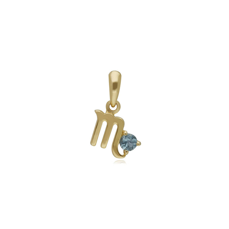 Charms Zodiaque Scorpion Or Jaune 375 Topaze Bleue