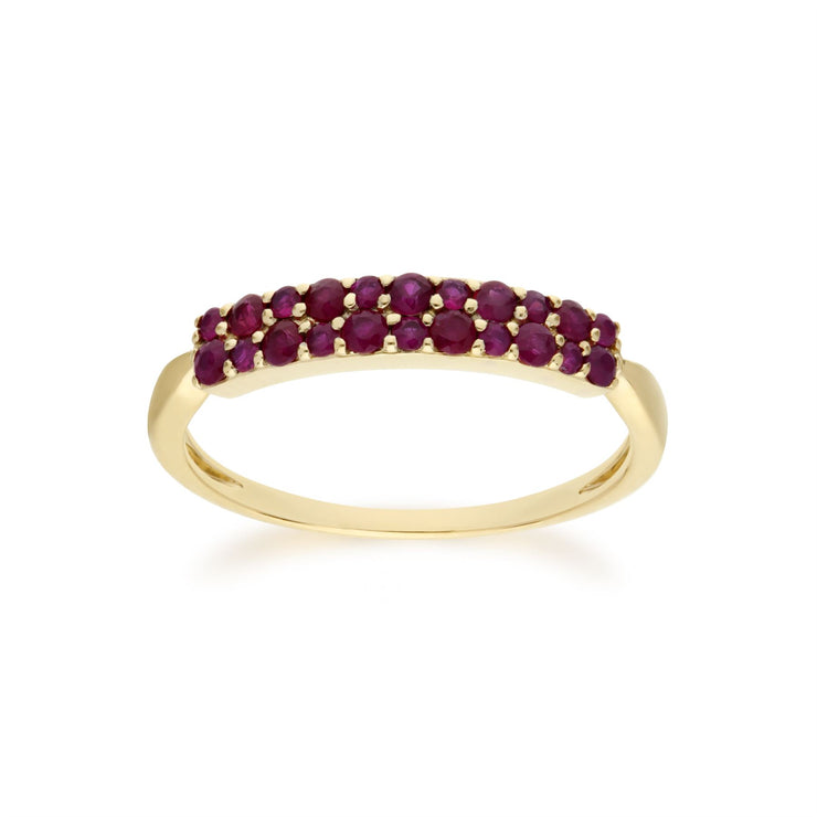 Gemondo Femmes 9 Ct or Jaune Rubis Serti Panneau Bague - Rubis