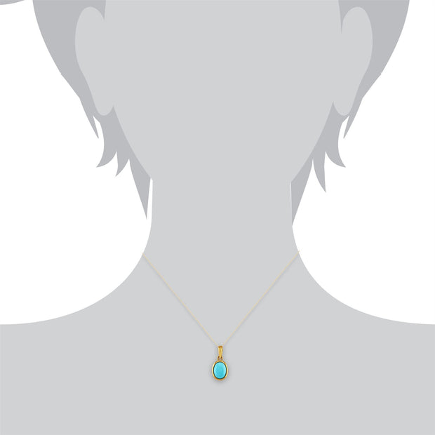 Pendentif Classique Or Jaune 375 Turquoise Cabochon