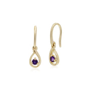 Boucles D'Oreilles Am�thystes, 9 CT or Jaune Am�thyste Pierre Unique Boucles D'Oreilles en Larme