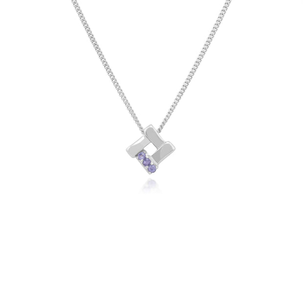 Pendentif Croisé Carré Classique Argent 925 tanzanite Ronde