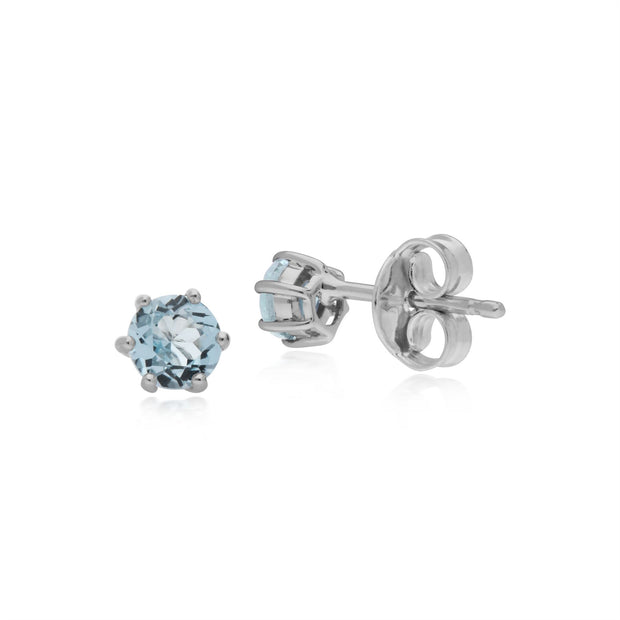 Topaze Oreille, Argent Sterling Bleu Topaze Novembre Simple Boucles