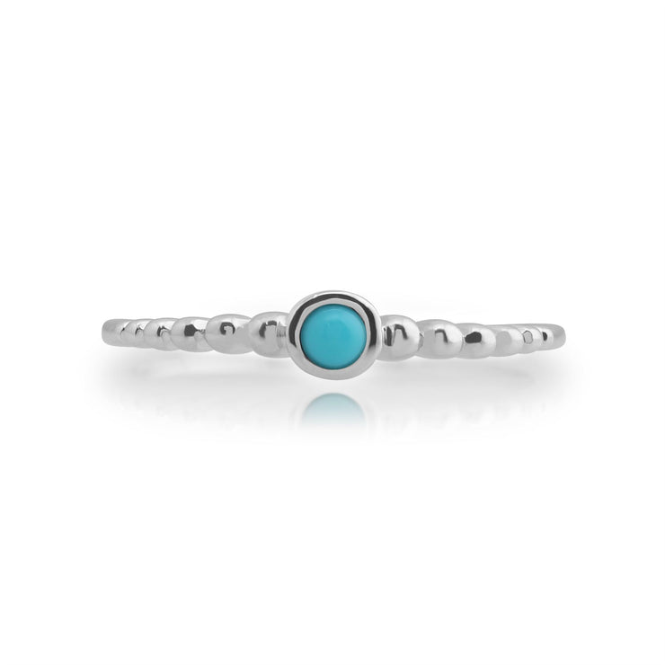 Gemondo Turquoise Bague, 925 Sterling Silver 0.15ct Turquoise Empillable Pierre De Naissance Bague