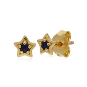 Saphir Boucles D'Oreilles, 9 CT or Jaune Saphir Pierre Unique Boucles D'Oreille �toile