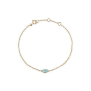 Bracelet Classique Or Jaune 375 Topaze Bleue Ovale