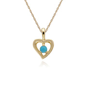 Turquoise Collier, 9 CT or Jaune Turquoise Pierre Unique Coeur Pendentif sur 45cm Chaîne