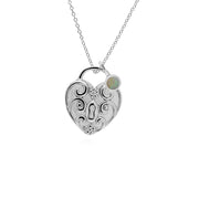 Pendentif Classique Cadenas Cœur Torsadé Argent 925 et Charms Opale