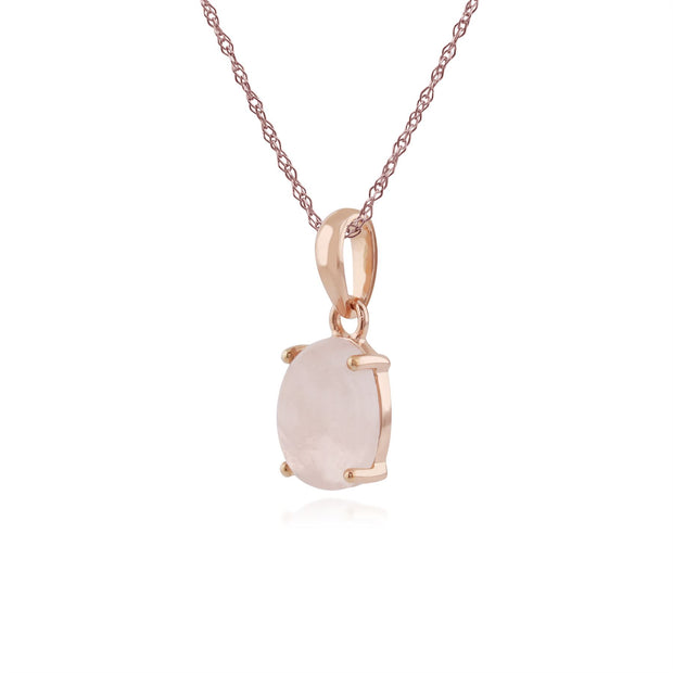 Pendentif Classique Argent 925 Plaqué Or Rose Morganite Opaque