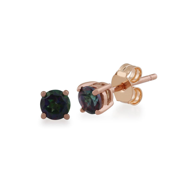 Boucles d'Oreilles Clou Topaze Mystique Classique Or Rose 375 Diamant et Ear-Jacket Rond