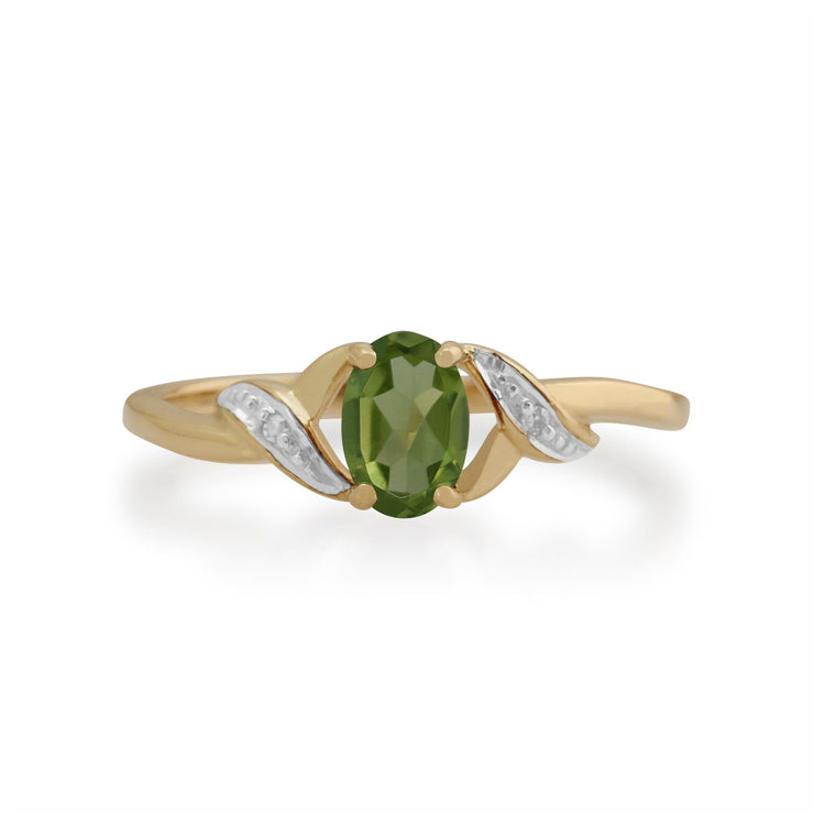 Gemondo Bague Péridot, 9ct Or Jaune 0.51ct Peridot & Bague Diamant