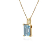 Topaze bleu collier, 9 Ct Or jaune unique pierre topaze bleue BAGUETTE 45cm Collier