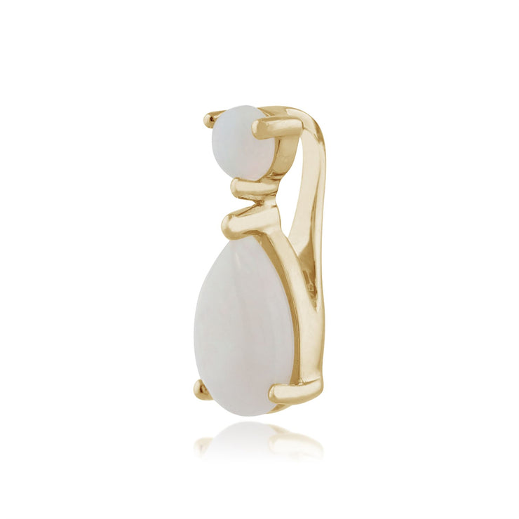 Pendentif et Boucles d'Oreilles Pendantes Classique Or Jaune 375 Opale Poire Cabochon