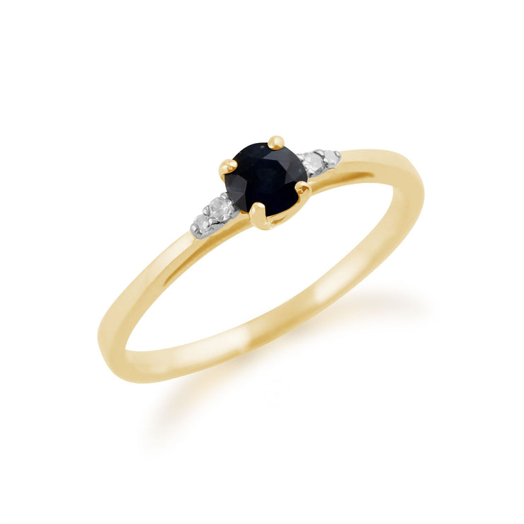 gemondo SAPHIR Bague, 9 Ct Or Jaune 0.33 CARATS SAPHIR & DIAMANT SOLITAIRE STYLE bague