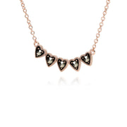 Plaqué or Rose Argent Sterling Marcassite Cinq Dessin de Coeur 42cm Collier
