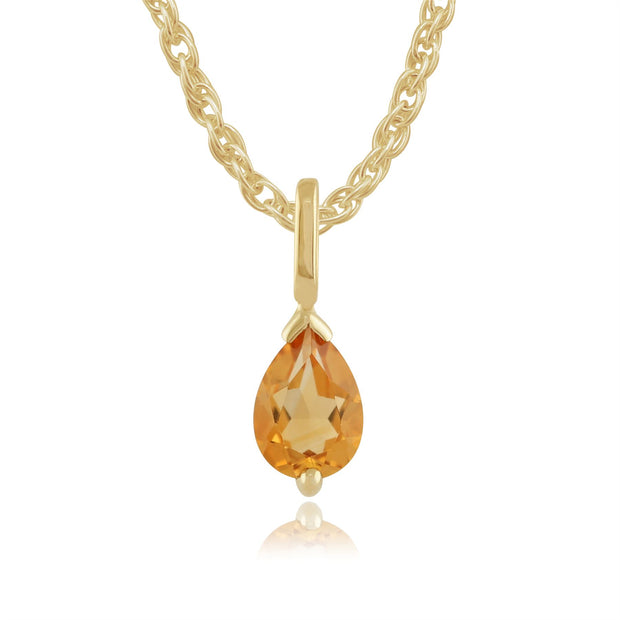 Pendentif Classique Or Jaune 375 Citrine Poire